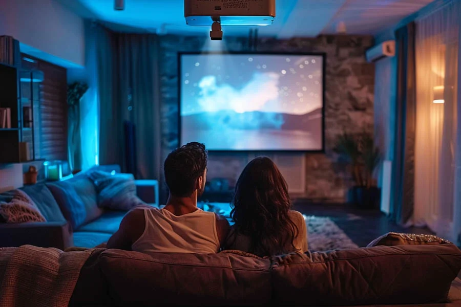 home theater with speakers